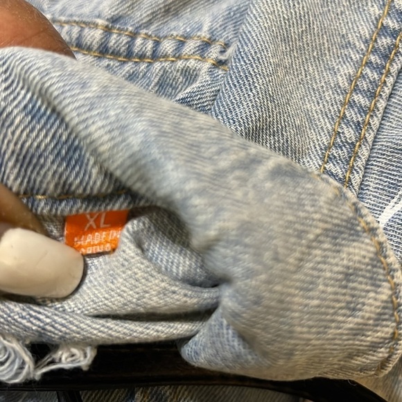 Rolling Paper Sleeveless Heavily Distressed Jean Jacket Rockabilly Vest XL - Picture 7 of 9